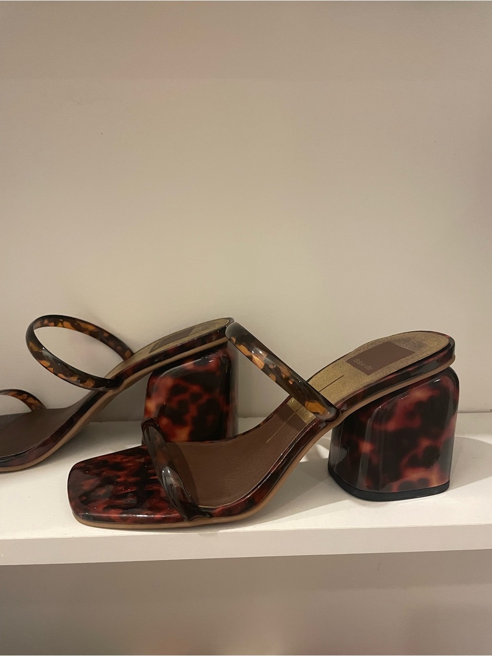 Dolce Vita Tortoiseshell Block Heel Slide Sandals - Brown/Black